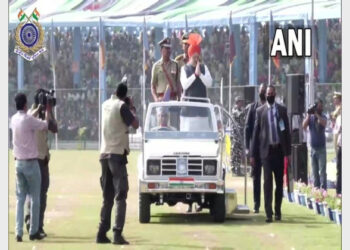 Union Home Minister Amit Shah at CRPF Raising Day (Photo Credit: ANI)