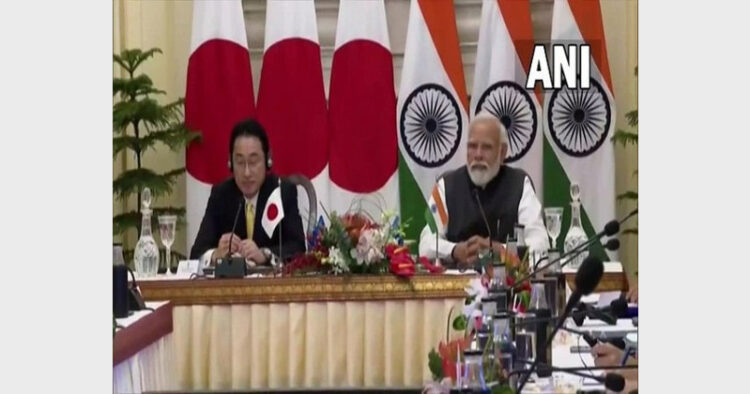 PM Narendra Modi and Fumio Kishida in a joint press conference in New Delhi (Photo Credit: ANI)