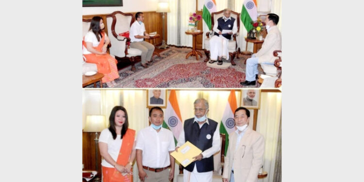 Tongmang Haokip, President of KPA, along with two newly elected MLAs submitted their letter of support to the Governor of Manipur La. Ganesan at Raj Bhavan In Imphal