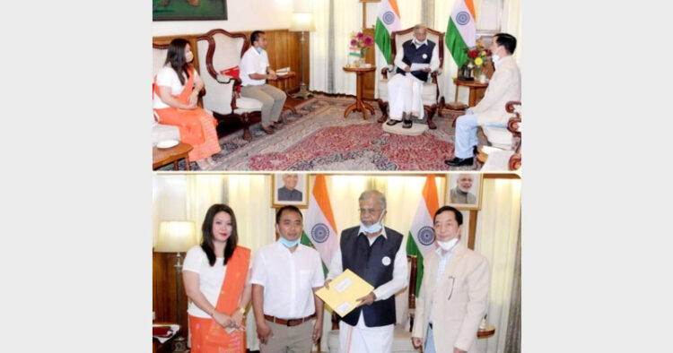 Tongmang Haokip, President of KPA, along with two newly elected MLAs submitted their letter of support to the Governor of Manipur La. Ganesan at Raj Bhavan In Imphal