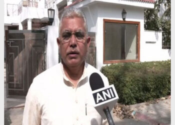 BJP MP Dilip Ghosh speaking with ANI on Birbhum violence (Photo Source: ANI)