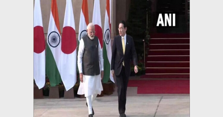 The two leaders also emphasized that India and Japan, as two leading powers in the Indo-Pacific region, had a shared interest in the continuance of a rules-based order in the region (Photo Credit: ANI)