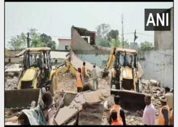 Main accused, Usmani's house was demolished following the district administration's order (Photo Credit: ANI)