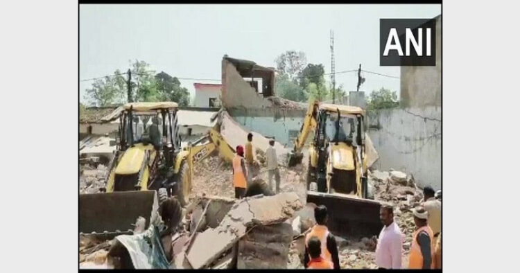 Main accused, Usmani's house was demolished following the district administration's order (Photo Credit: ANI)