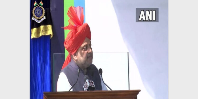Union Home Minister Amit Shah addressing at 83rd Raising Day of the CRPF in Jammu (Photo Credit: ANI)