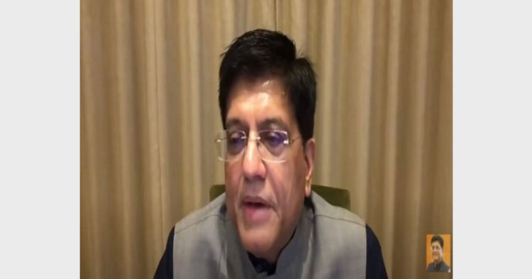 Union Minister Piyush Goyal speaking at a webinar for the fifth edition of the annual launchpad, "The Entrepreneurs Summit" at BITS Pilani (Photo Credit: ANI)