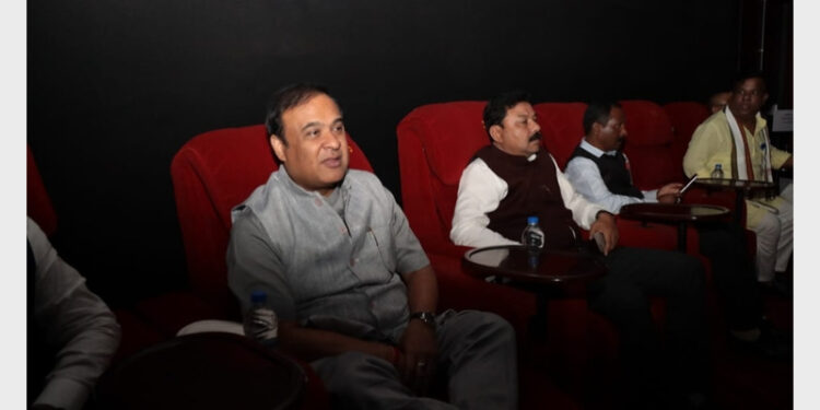 Assam CM Dr Himanta Biswa Sarma watching "The Kashmir Files" with cabinet ministers, MLAs and alliance partners in Guwahati