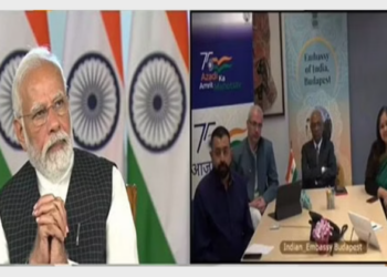 PM Modi virtually interacting with the embassy officials involved in Operation Ganga