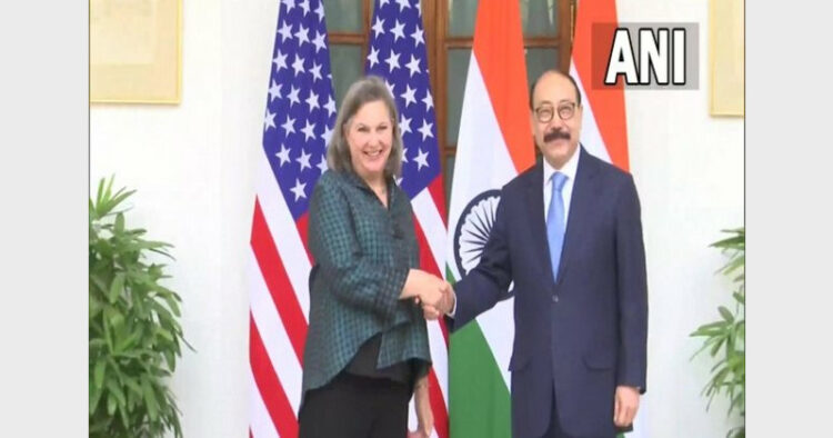 Foreign Secretary Shringla and Under Secretary of State Nuland agreed to maintain regular dialogue and consultations on regional issues (Photo Credit: ANI)