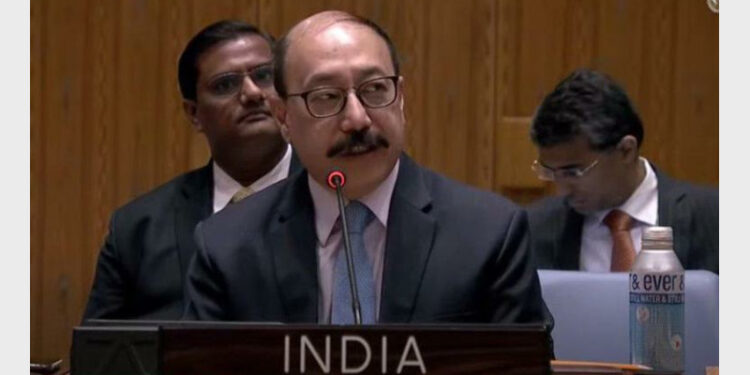Foreign Secretary Harsh V Shringla addressing in UNSC (Photo Source: ANI)