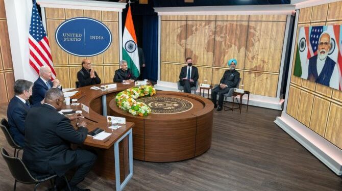 Indian Prime Minister Narendra Modi virtual talks with US President Joe Biden (Photo Source: @POTUS/Twitter)