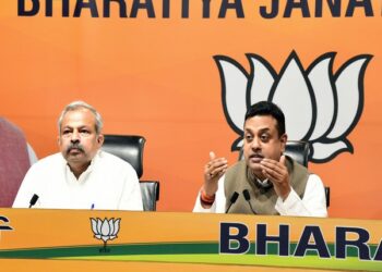 BJP spokesperson Sambit Patra addressing in a press conference (Photo Source: ANI)
