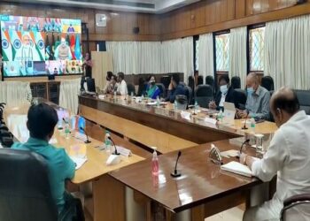 Prime Minister Narendra Modi in a review meeting with Chief Ministers a COVID-19 review meeting (Photo Source: ANI)