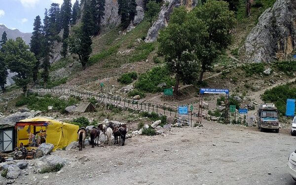 A view of tents among Amaranth Yatra arrangements at Baltal camping ground, in Srinagar  (Photo Source: ANI)