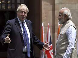 UK PM Boris Johnson and Indian PM Narendra Modi at Hyderabad House (Photo Source: Times of India)