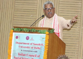 Dr Krishna Gopal, RSS Sah-Sarkaryavah addressing an international seminar on rewrting bharatiya history organised by department of sanskrit, Delhi University