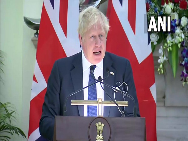British Prime Minister Boris Johnson addressing in a joint address with Prime Minister Narendra Modi (Photo Source: ANI)