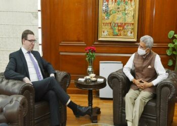 External Affairs Minister Dr S Jaishankar in a meeting with EU President Cabinet Head Bjoern Seibert (Photo Source: Twitter)