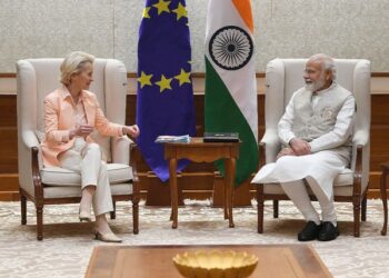 European Commission President Ursula von der Leyen in a meeting with Indian Prime Minister Narendra Modi in New Delhi (Photo Source: ANI)