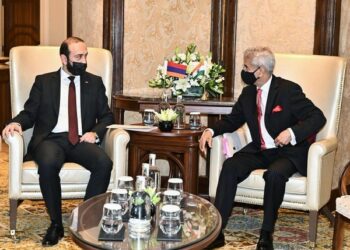 Armenian Foreign Minister Ararat Mirzoyan in a meeting with External Affairs Minister Dr S Jaishankar in New Delhi (Photo Source: Twitter/Jaishankar)