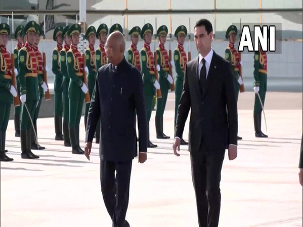President Ram Nath Kovind receiving a guard of honour in Turkmenistan (Photo Source: ANI)