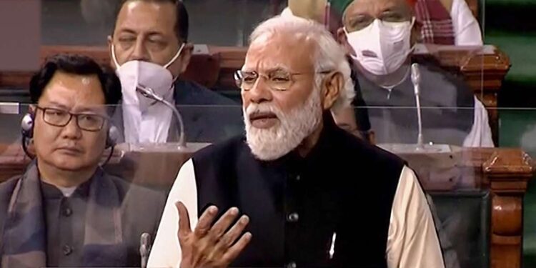 Prime Minister Narendra Modi addressing in Lok Sabha (File/PTI)