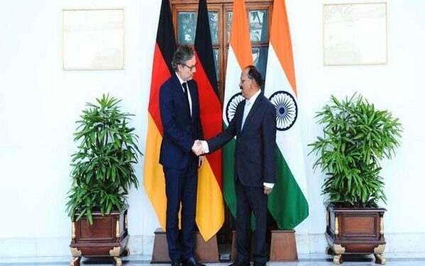 German NSA Plötner held a detailed discussion with NSA Ajit Doval (Photo Source: ANI)