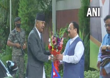 Nepal PM Sher Bahadur Deuba meeting BJP President JP Nadda in New Delhi (Photo Source: ANI)
