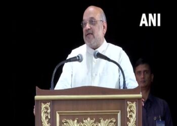 Union Minister Amit Shah the foundation stone laying ceremony of a medical college hospital at Muddenahalli in Chikkaballapur district (Photo Source: ANI)