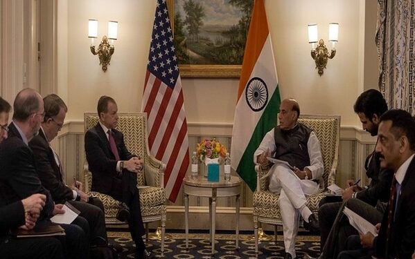 Defence Minister Rajnath Singh meeting US aerospace and defence majors in US (Photo Source: Twitter/RMO India)