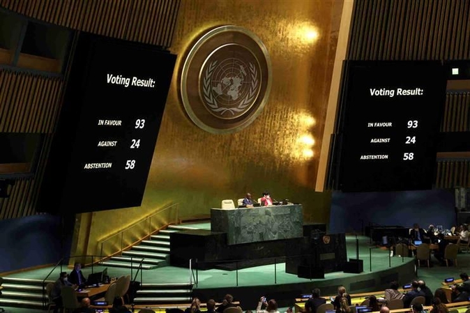While 93 members voted in favour of the resolution, 24 voted against it, and 58 nations abstained (Photo Source: Reuters)