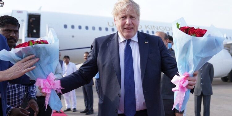 UK Prime Minister Boris Johnson at Ahmedabad Airport (Photo Source: ANI)