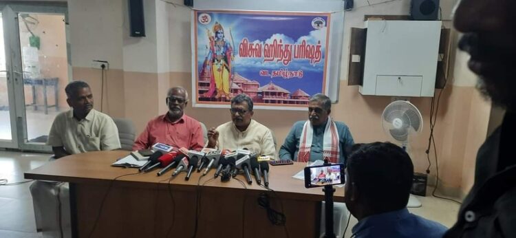 VHP press meet on temples demolition in Tamil Nadu