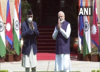 PM Narendra Modi and Sher Bahadur Deuba meet at the Hyderabad House in New Delhi (Photo Source: ANI)