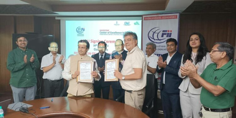 MoU signing ceremony between Federation of Indian Industry (FII) and NASSCOM Centre of Excellence (CoE)