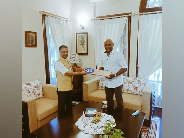 Former Sri Lanka cricketer Sanath Jayasuriya with Indian High Commissioner of Sri Lanka Gopal Baglay (Photo Souce: Twitter)