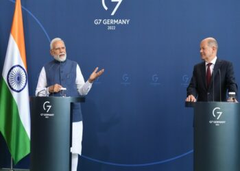 Prime Minister Narendra Modi addressing joint press conference with German Chancellor Olaf Scholz in Berlin (Photo Source: ANI)