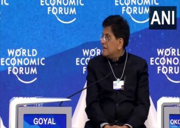 Union Minister Piyush Goyal speaking at the World Economic Forum in Davos (Photo Source: ANI)