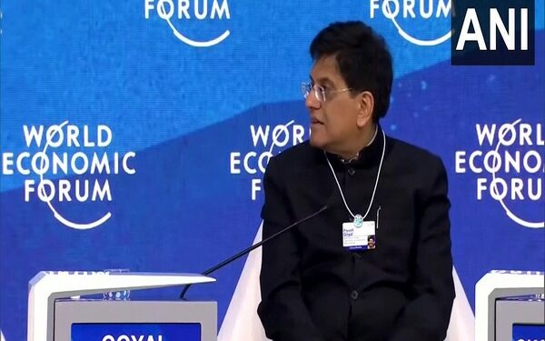Union Minister Piyush Goyal speaking at the World Economic Forum in Davos (Photo Source: ANI)