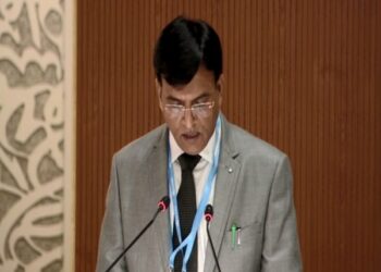 Union Health Minister Mandaviya speaking at 75th session of the World Health Assembly at WHO HQ in Geneva (Photo Source: ANI)