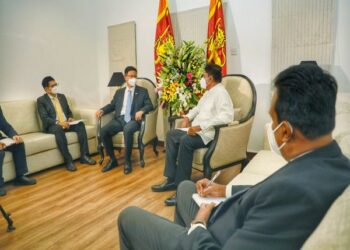 Sri Lankan Opposition leader Sajith Premadasa meeting Chinese Ambassador Qi Zhenhong (Photo Source: Twitter)