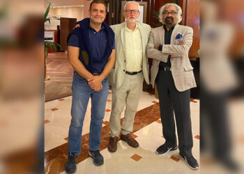 Rahul Gandhi and Sam Pitroda with Controversial leader Jeremy Corbyn (Photo Source: Twitter/ Amit Malviya)