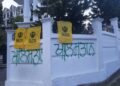 Khalistan flags on the Himachal Pradesh Assembly main gate and walls (Photo Source: ANI)