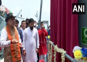 Union Home Minister Amit Shah flagging off boat ambulance (Photo Source: ANI)