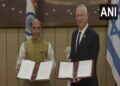 Defence Ministers Rajnath Singh and Benjamin Gantz (Photo Source: ANI)