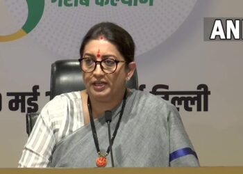 Union Minister Smriti Irani addressing the press conference (Photo Source: ANI)