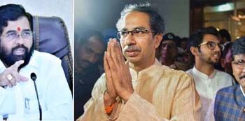 Eknath Shinde (left) has rebelled against Chief Minister Uddhav Thackeray (right)  Aaditya Thackeray and Sanjay Raut