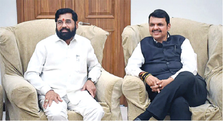 Maharashtra CM Eknath Shinde
(From Left )  with Deputy CM
 Devendra Fadnavis
