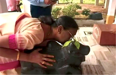 Before getting elected as President, Droupadi Murmu’s whispered something into the ears of Nandi in a Shiva temple in Odisha