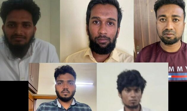 The accused were identified as Mohammad Thalka (25), Mohammad Asarudheen (25) of Ukkadam; Mohammad Riyaz (27), Feroz Ismail (27) and Mohammad Navaz Ismail (27) of GM Nagar